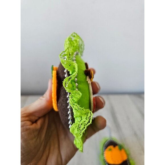 Plush Thanksgiving scarecrow pumpkin ornament lace felt unique set tree Xmas gre - Picture 4 of 6